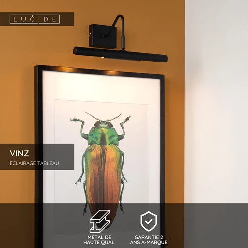 Lucide VINZ - Éclairage tableau - 2xG9 - Noir - USP